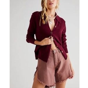 Free People 100% Cashmere Paloma Cardi Sweet Sangria